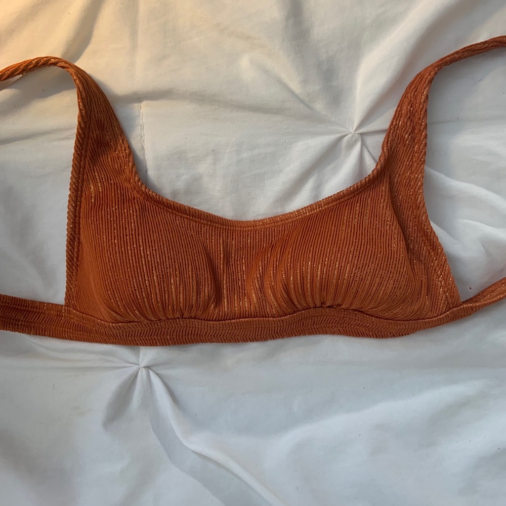bronze/shiny bikini top